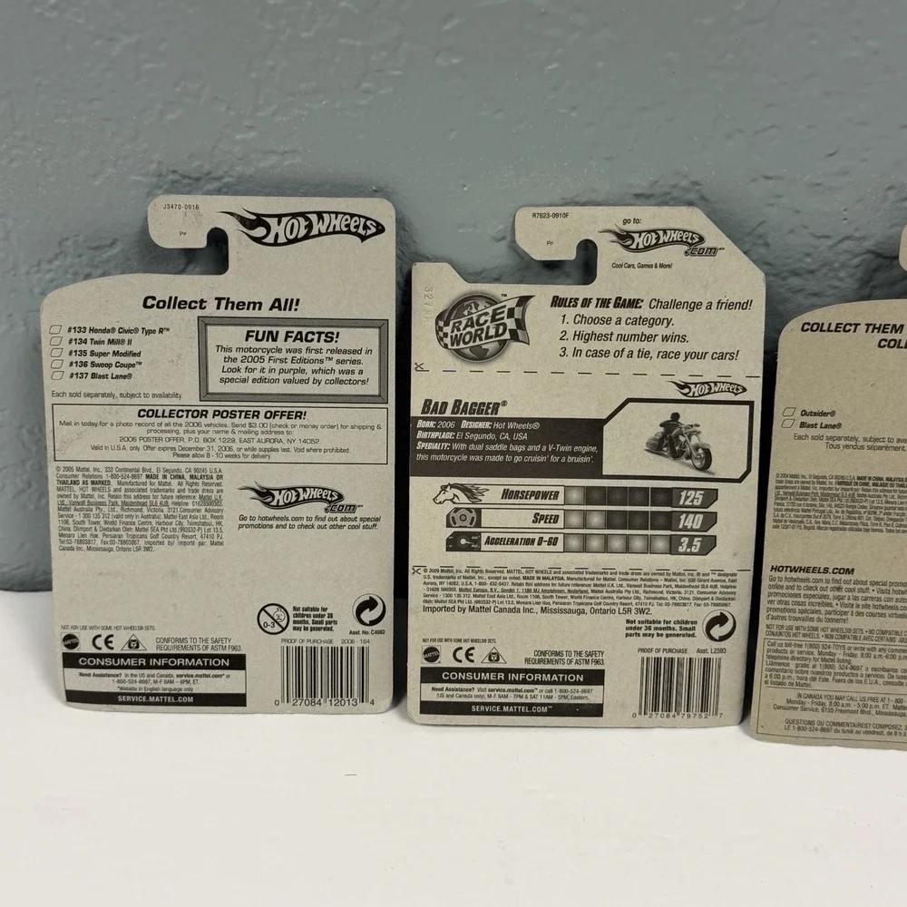 Hot Wheels Bent Cards Still‎ Sealed Lot Of 4 Various Models
